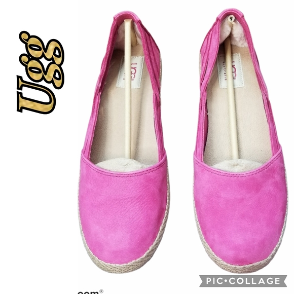 UGG Shoes - UGGS  Cicily Shearling Pink Espadrille Slip On Flats NWT Size 8